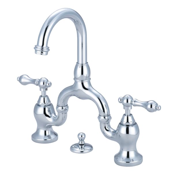KS7991AL English Country Bathroom Bridge Faucet, Polished Chrome